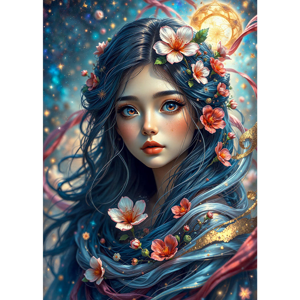 5D Diamond Painting AB Effekt – Lunara, Blütenzauber des Himmels, Unique-Diamond