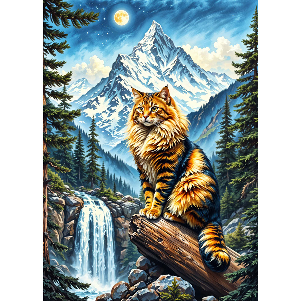 5D Diamond Painting AB Effekt – Majestätische Bergkatze, Unique-Diamondv