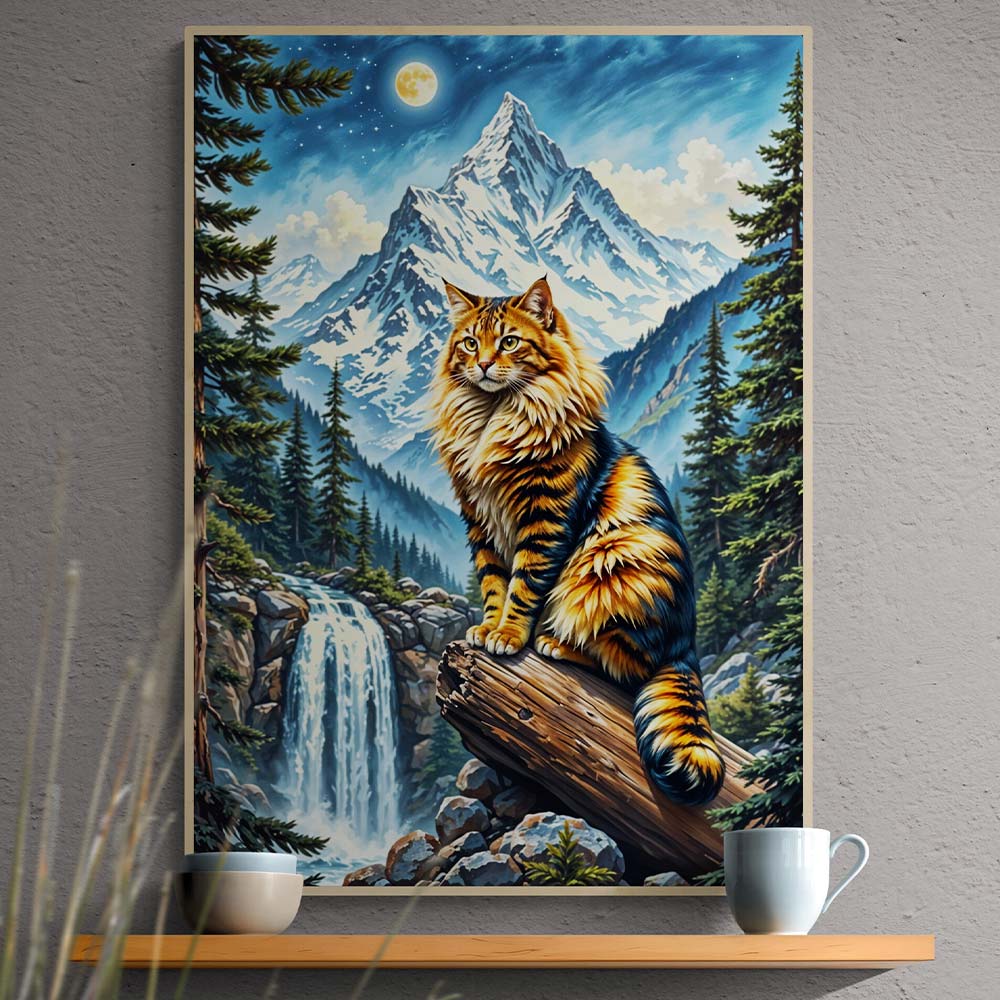 5D Diamond Painting AB Effekt – Majestätische Bergkatze, Unique-Diamond