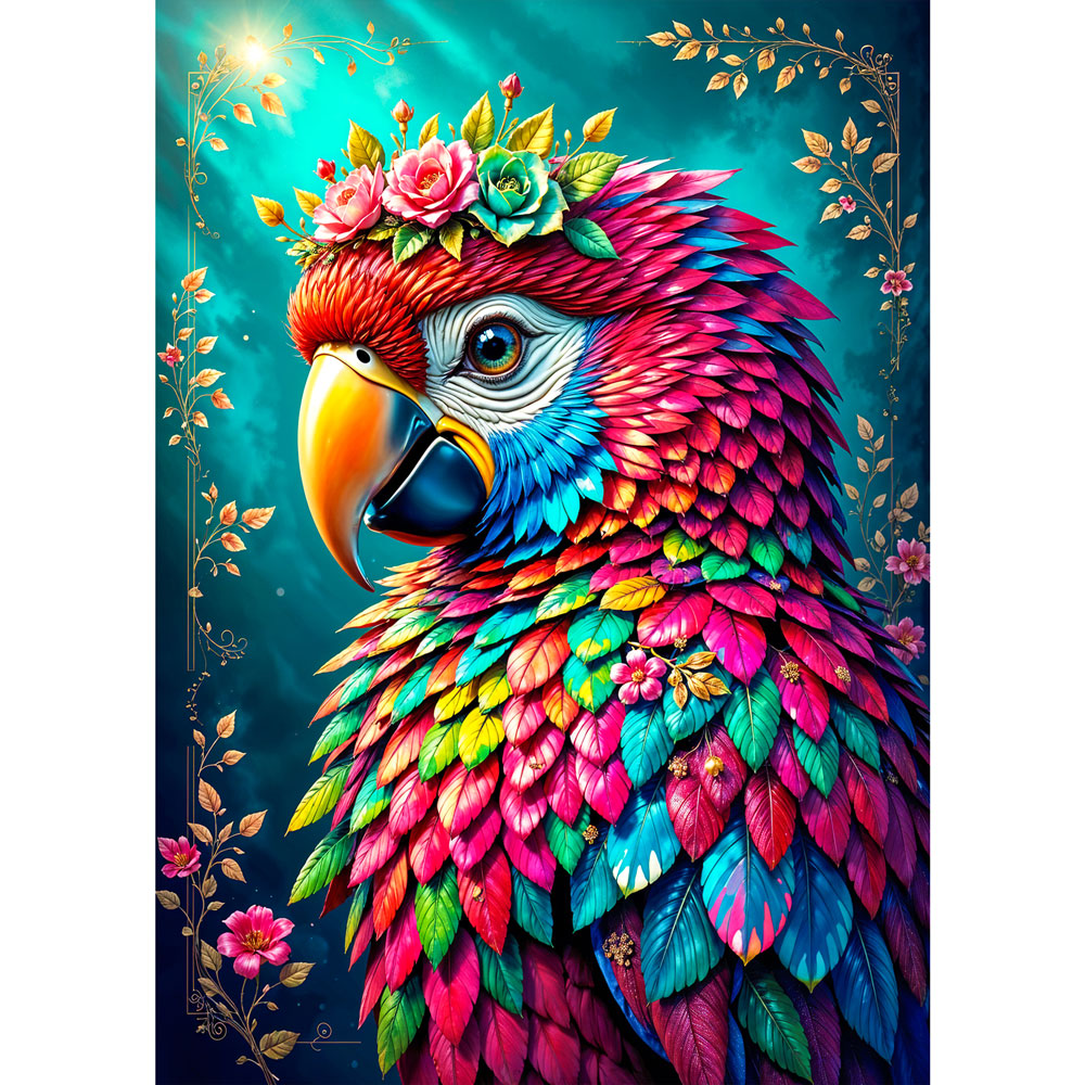 5D Diamond Painting AB Effekt – Majestätischer Papagei Aurora