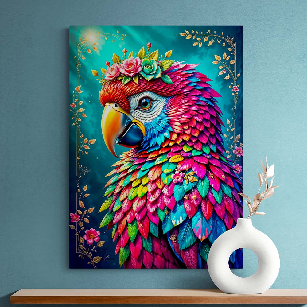 5D Diamond Painting AB Effekt – Majestätischer Papagei Aurora