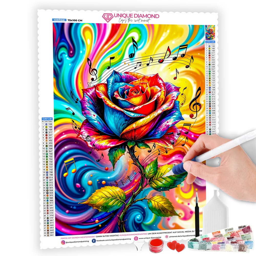 5D Diamond Painting AB Effekt – Melodische Farbblüte, Unique-Diamond
