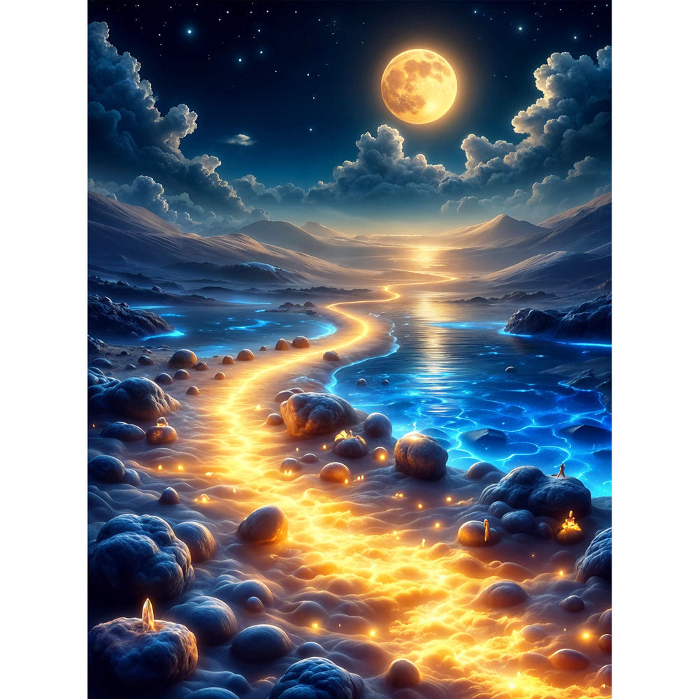 5D Diamond Painting AB Effekt – Pfad aus Mondlicht, Unique-Diamond