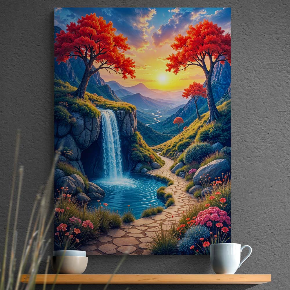 5D Diamond Painting AB-Effekt – Pfad der Abendsonne, Unique-Diamond