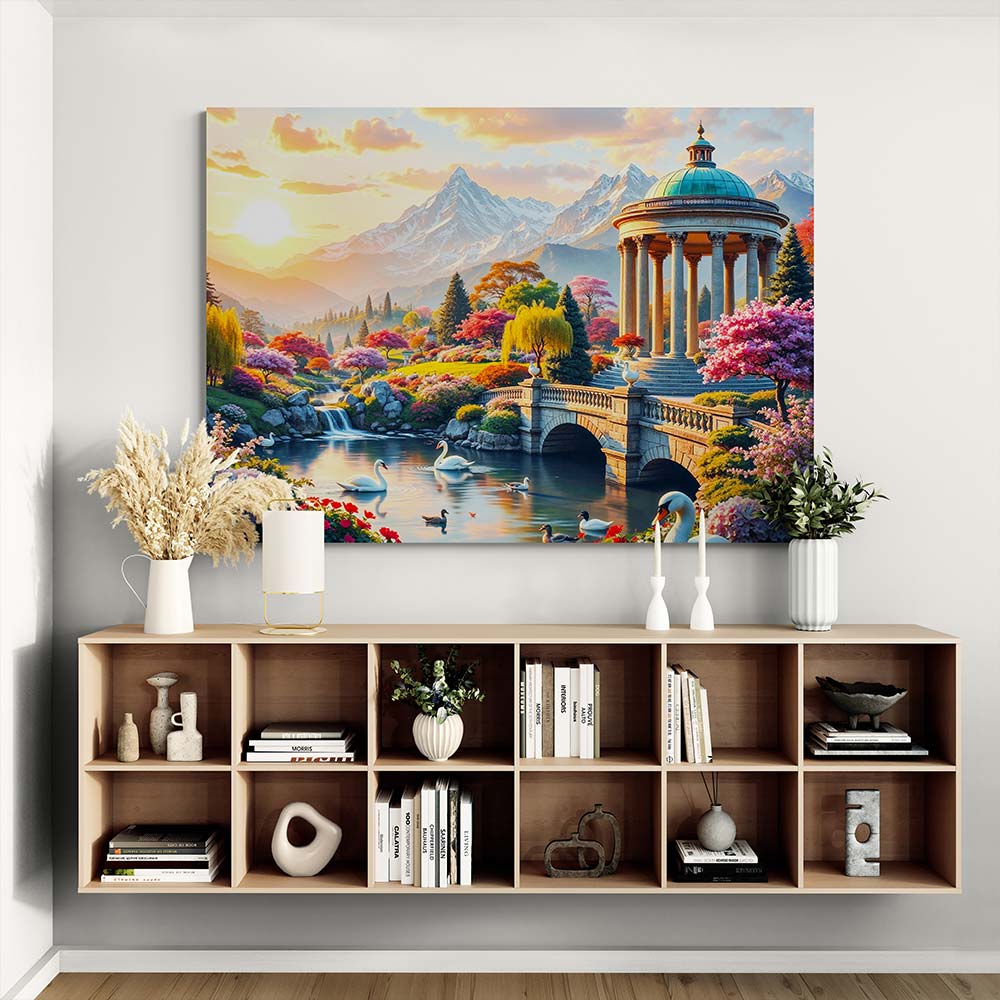 5D Diamond Painting AB Effekt – Romantischer Garten mit Pavillon, Unique-Diamond