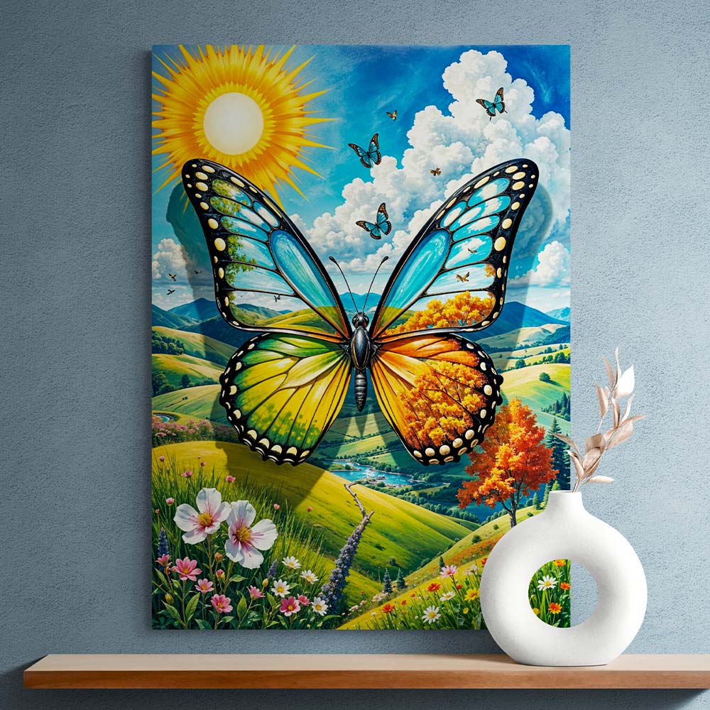 5D Diamond Painting AB Effekt – Schmetterlingszauber der Jahreszeiten, Unique-Diamond