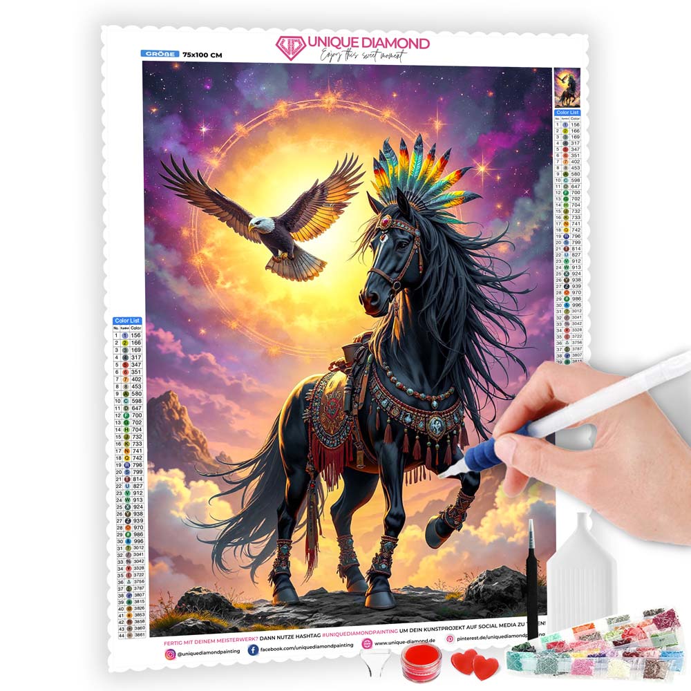 5D Diamond Painting AB Effekt – Spirit des Sonnenadlers, Unique-Diamond