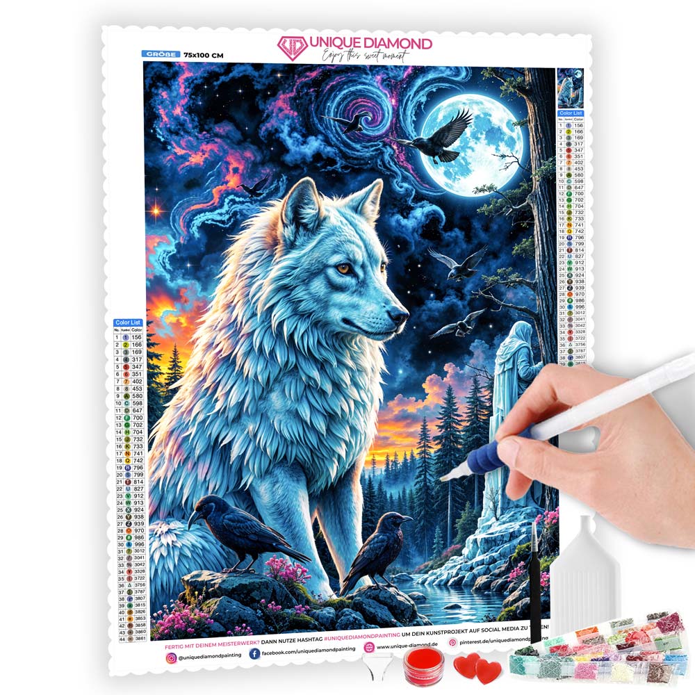 5D Diamond Painting AB Effekt – Wächter der Nacht, Unique-Diamond