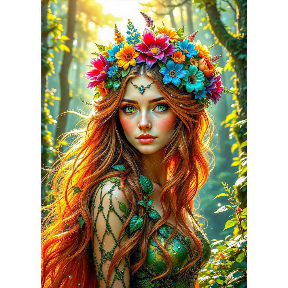 5D Diamond Painting AB Effekt – Waldnymphe Elowen, Unique-Diamond