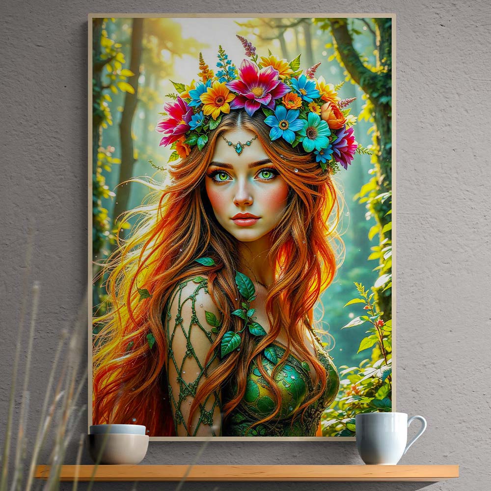 5D Diamond Painting AB Effekt – Waldnymphe Elowen, Unique-Diamond