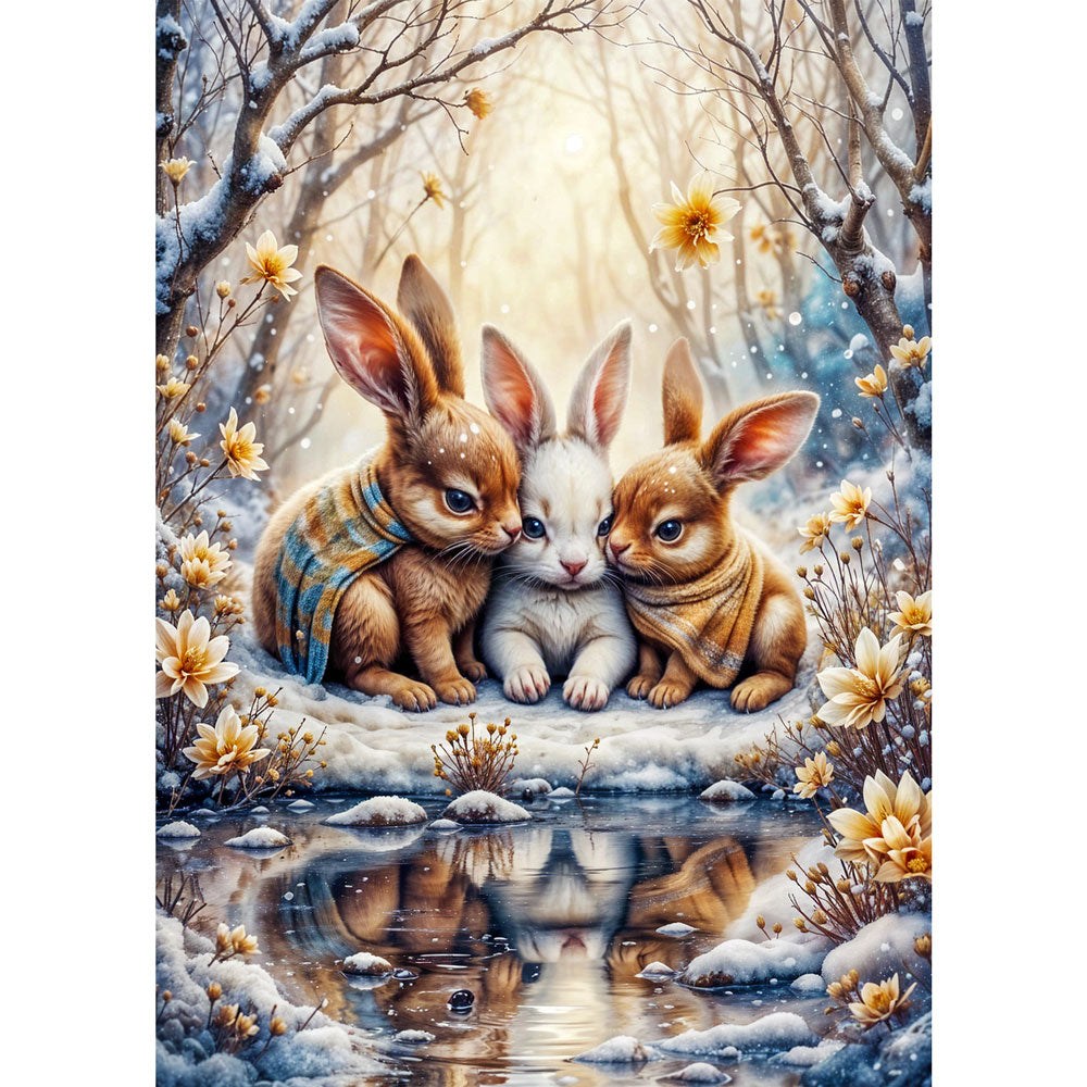 5D Diamond Painting AB Effekt – Winterliche Kuschelfreunde, Unique-Diamond