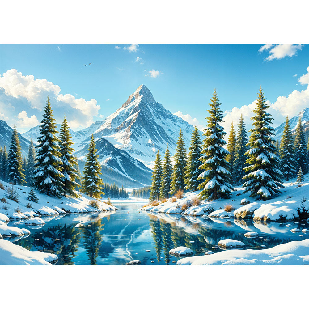5D Diamond Painting AB Effekt – Winterzauber am Kristallsee, Unique-Diamond