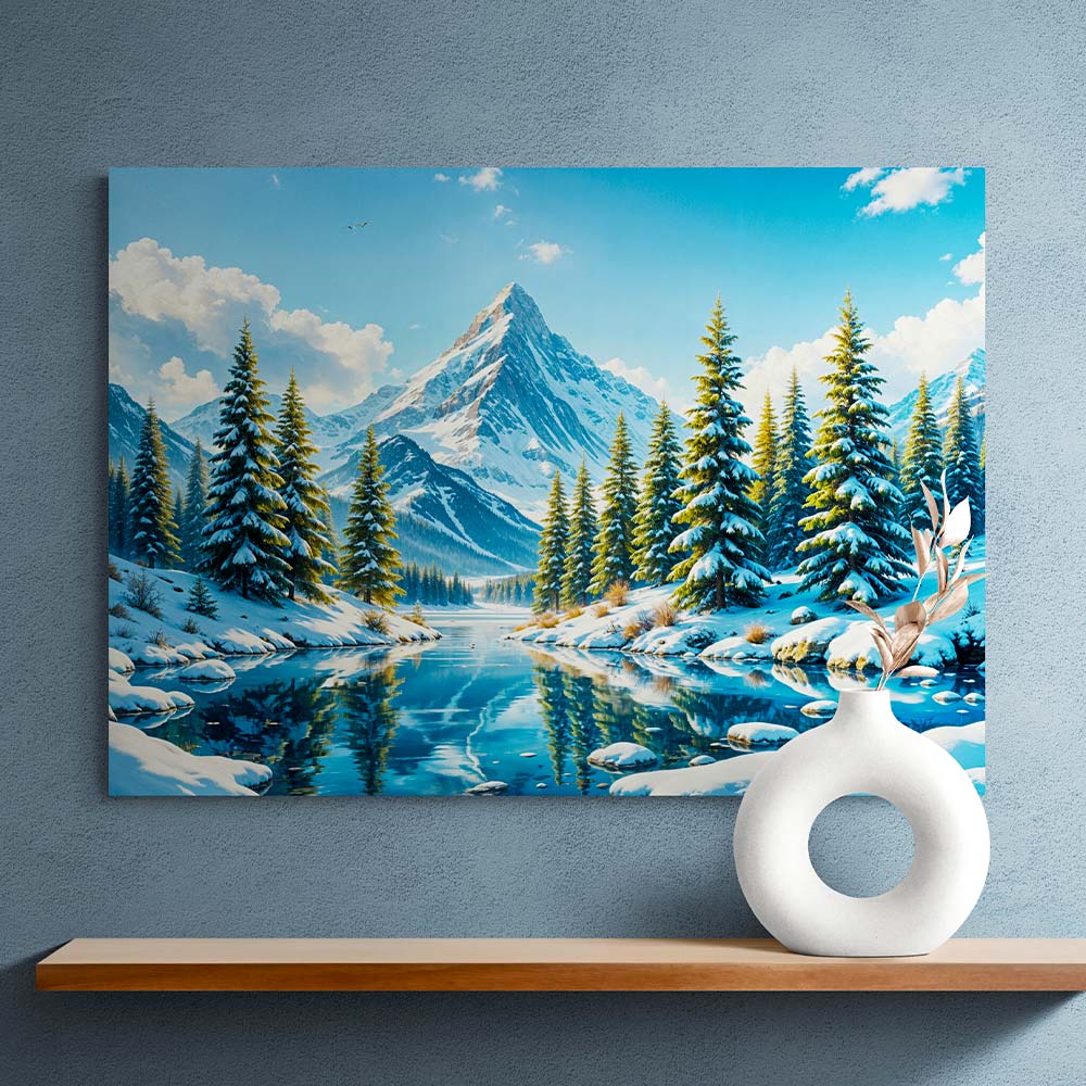 5D Diamond Painting AB Effekt – Winterzauber am Kristallsee, Unique-Diamond