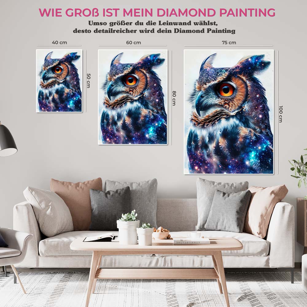 5D Diamond Painting AB Steine Starry Sky Owl, Unique-Diamond