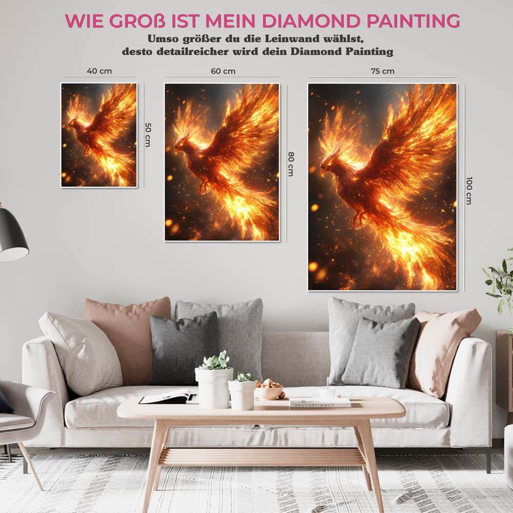 5D Diamond Painting AB Steine - Feuriger Phönix, Unique-Diamond