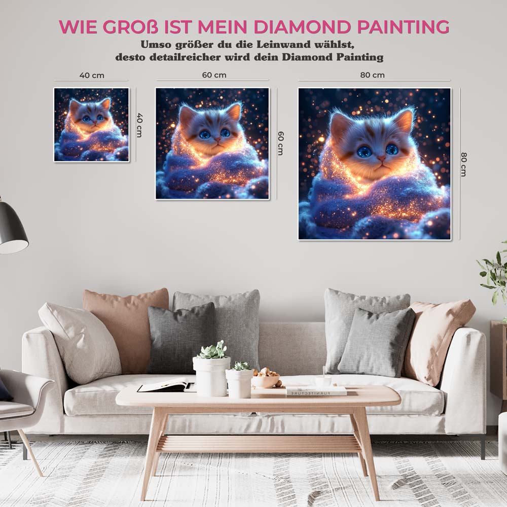 5D Diamond Painting AB Steine - Funkelnde Kuschelkatze, Unique-Diamond