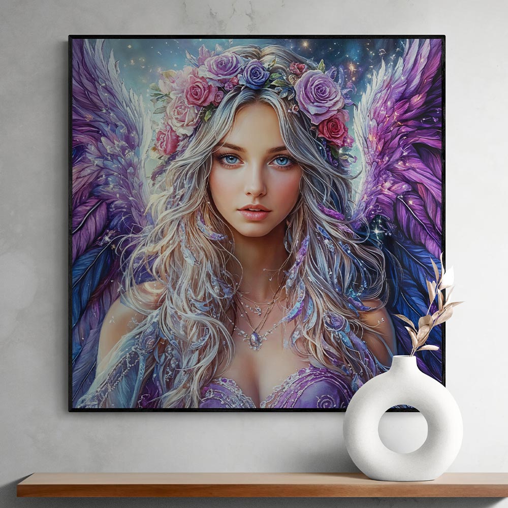 5D Diamond Painting AB Steine - Himmelsengel mit 100 Farben, Unique-Diamond