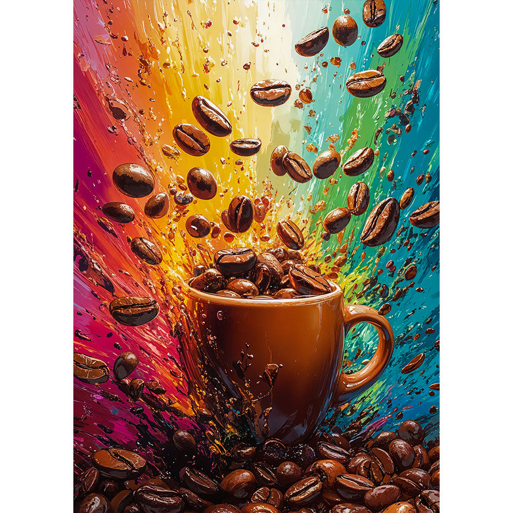 5D Diamond Painting AB Steine - Kaffee-Explosion, Unique-Diamond