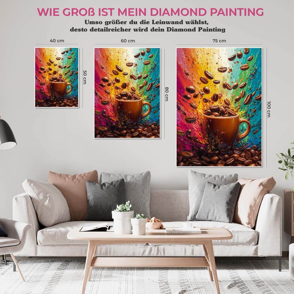 5D Diamond Painting AB Steine - Kaffee-Explosion, Unique-Diamond