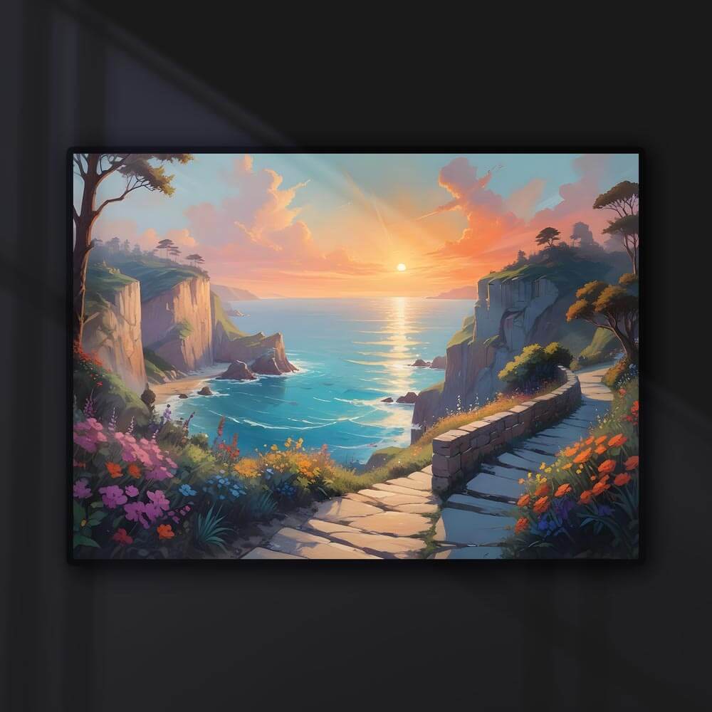 5D Diamond Painting AB Steine - Küstenlandschaft bei Sonnenuntergang, Unique-Diamond