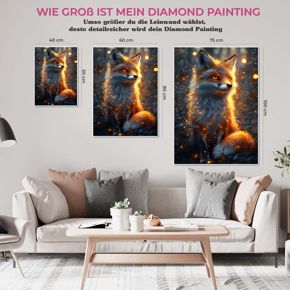 5D Diamond Painting AB Steine - Mystischer Glanzfuchs, Unique-Diamond
