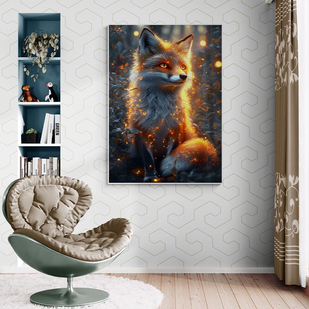 5D Diamond Painting AB Steine - Mystischer Glanzfuchs, Unique-Diamond
