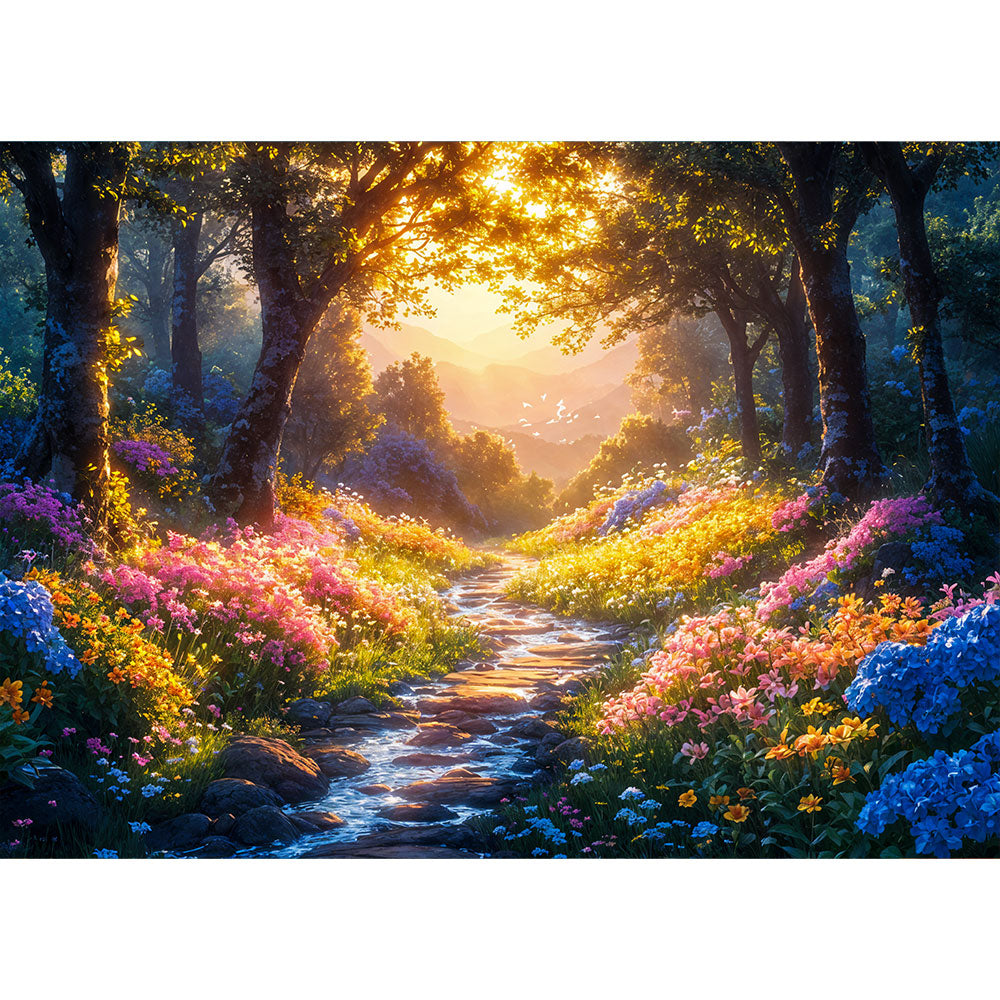5D Diamond Painting AB Steine - Verzauberter Waldpfad, Unique-Diamond