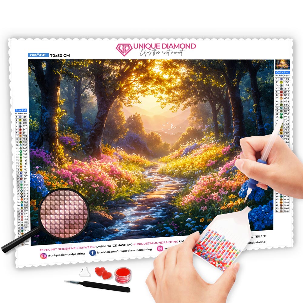 5D Diamond Painting AB Steine - Verzauberter Waldpfad, Unique-Diamond