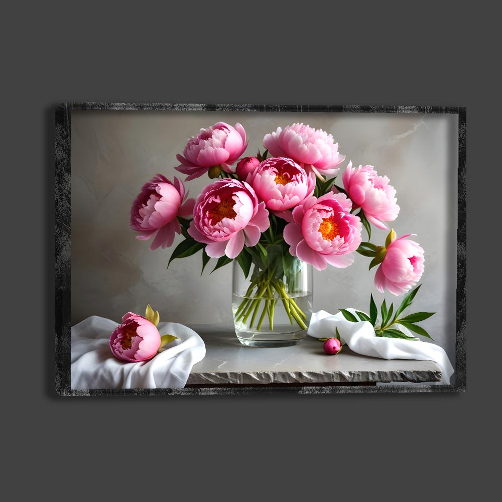 5D Diamond Painting AB Steine A Bouquet Of Vibrant Pink Peonies, Unique-Diamond