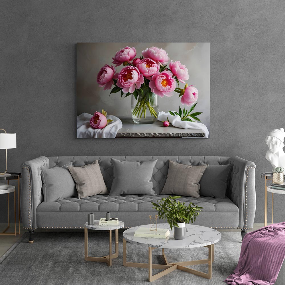 5D Diamond Painting AB Steine A Bouquet Of Vibrant Pink Peonies, Unique-Diamond