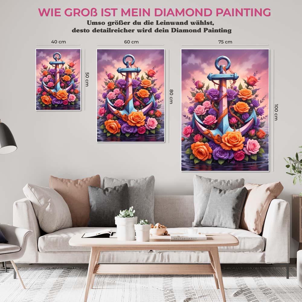 5D Diamond Painting AB Steine Anker mit 100 Farben, Unique-Diamond