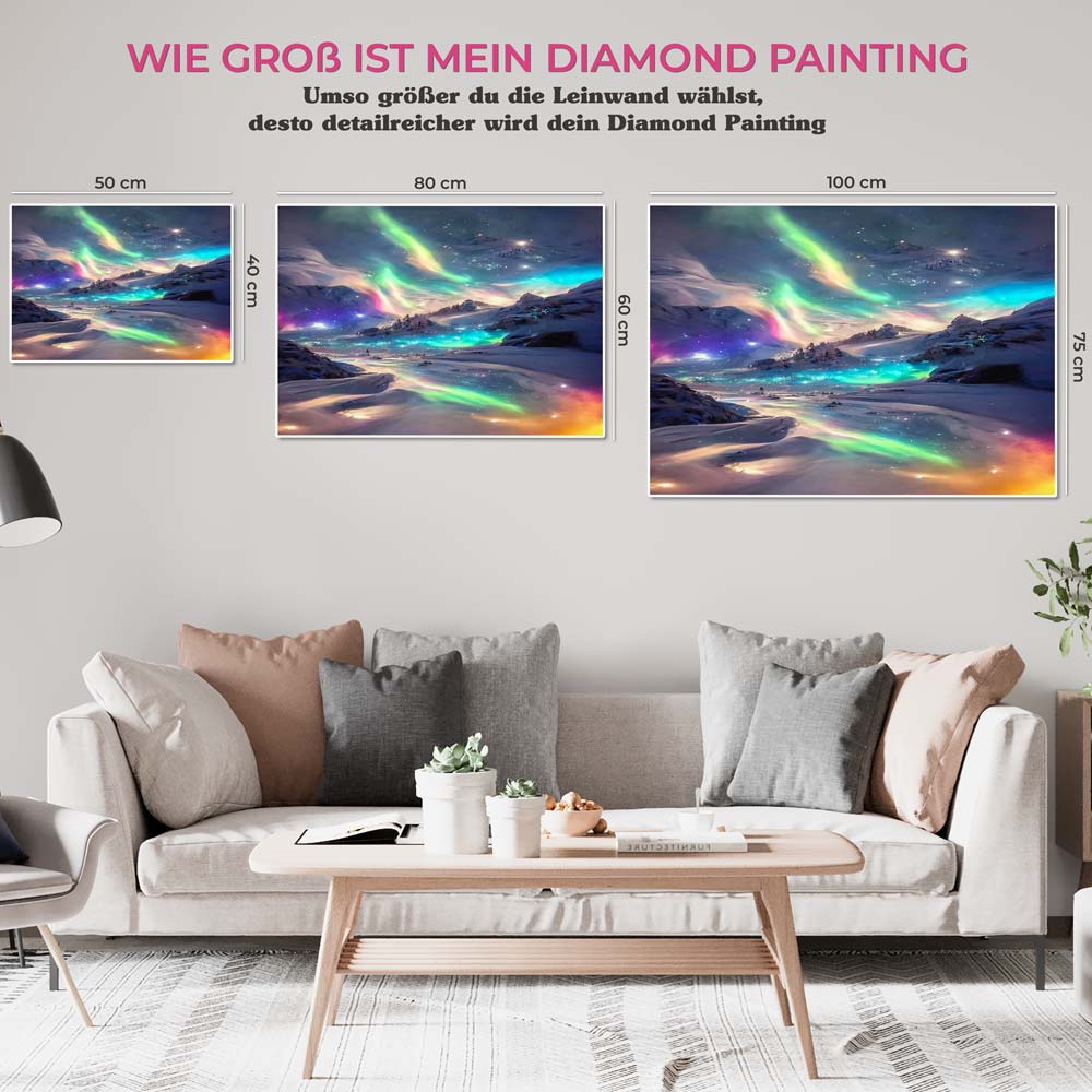 5D Diamond Painting AB Steine Aurora Landschaft, Unique-Diamond