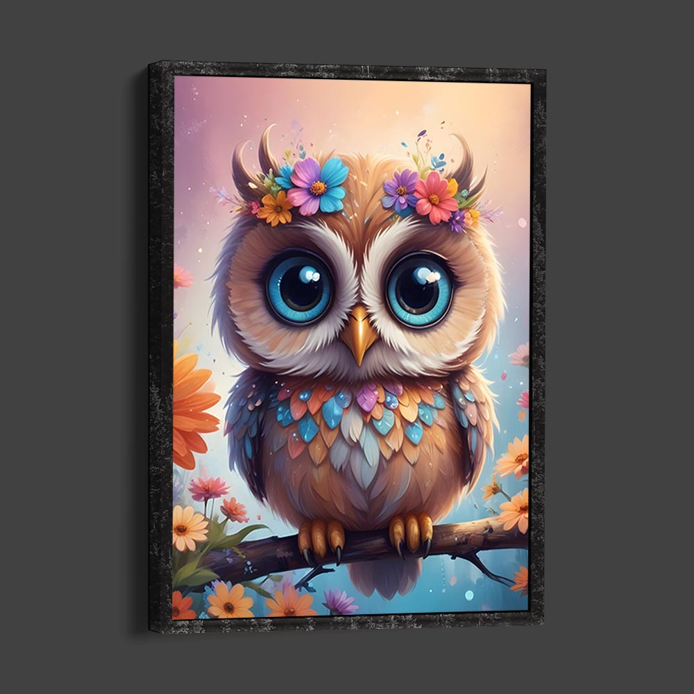 5D Diamond Painting AB Steine Baby Eule mit 100 Farben, Unique-Diamond