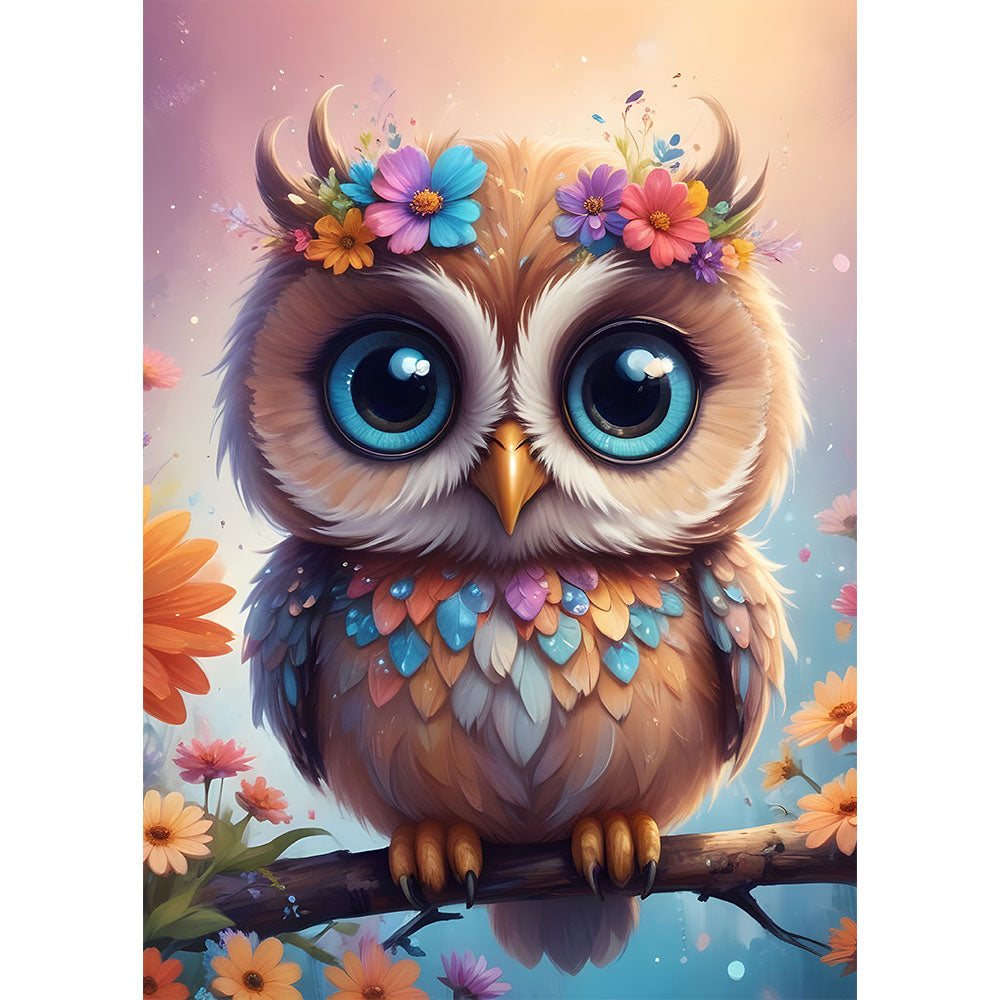 5D Diamond Painting AB Steine Baby Eule mit 100 Farben, Unique-Diamond
