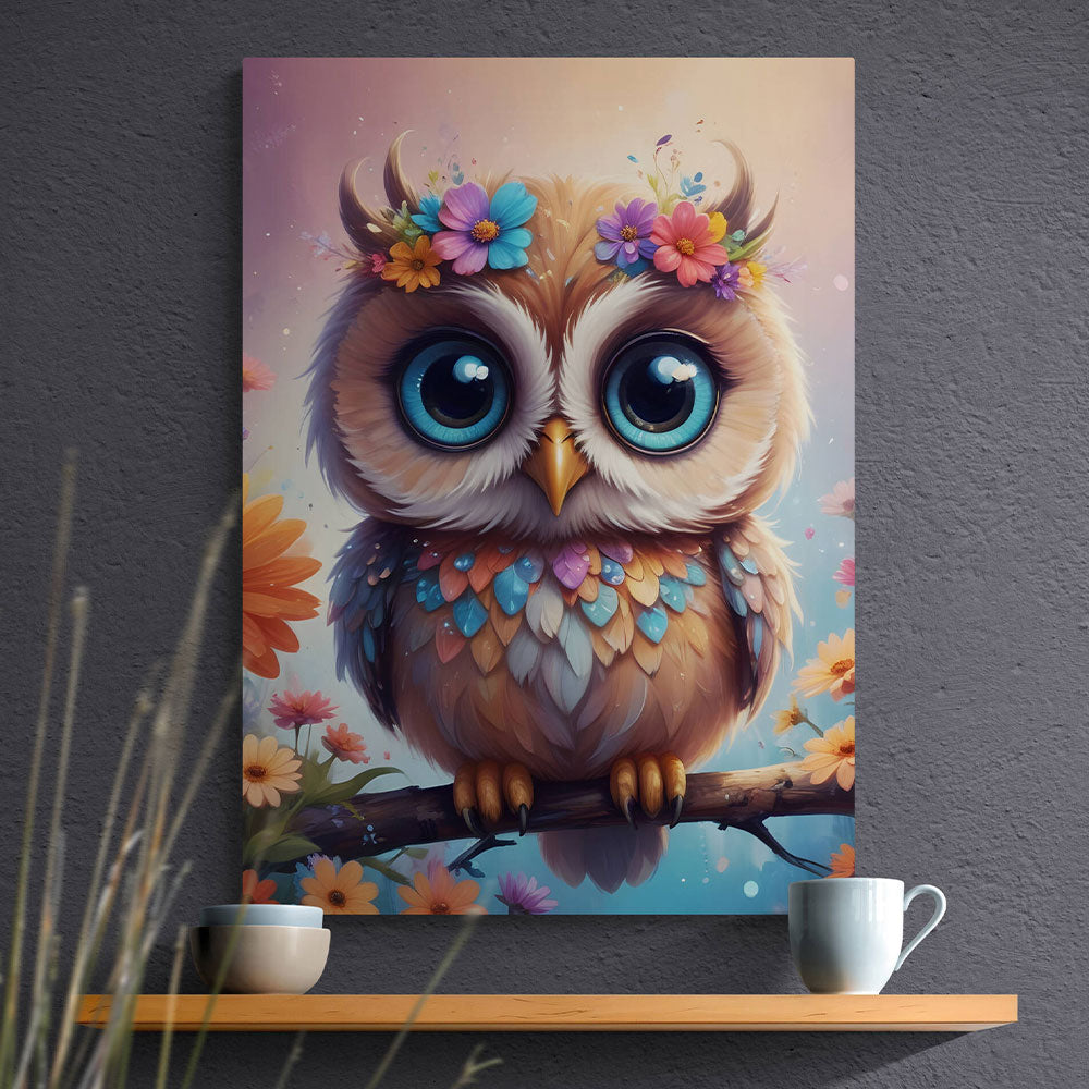 5D Diamond Painting AB Steine Baby Eule mit 100 Farben, Unique-Diamond