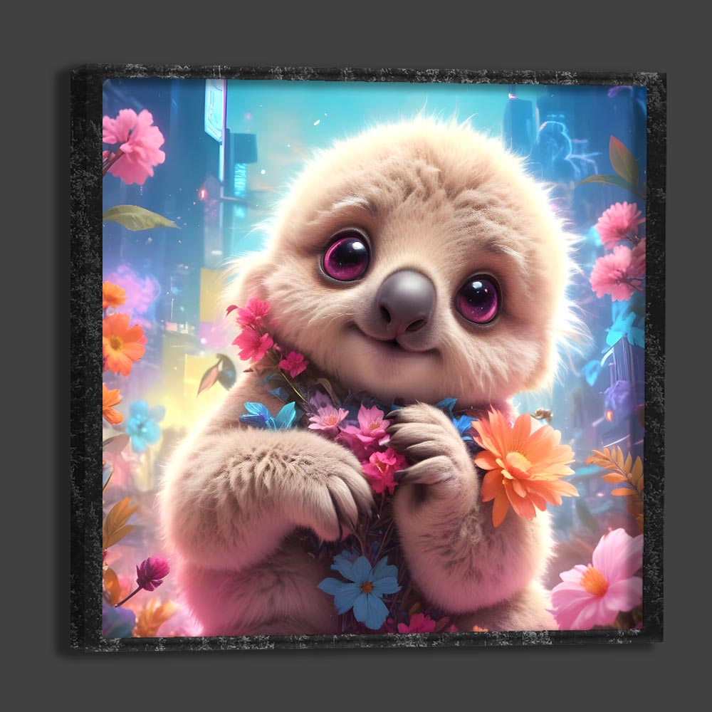 5D Diamond Painting AB Steine Baby Faultier mit 100 Farben, Unique-Diamond