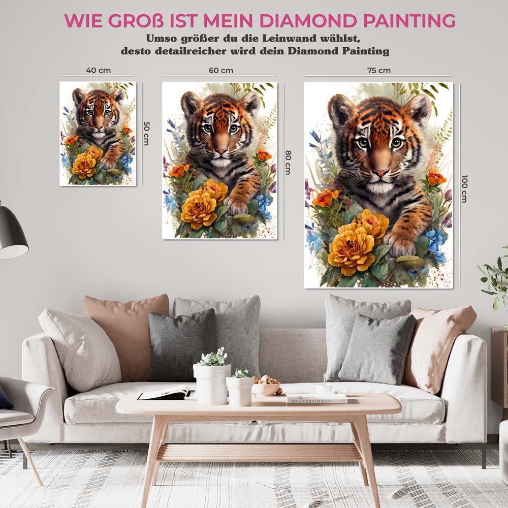 5D Diamond Painting AB Steine Baby Tiger, Unique-Diamond