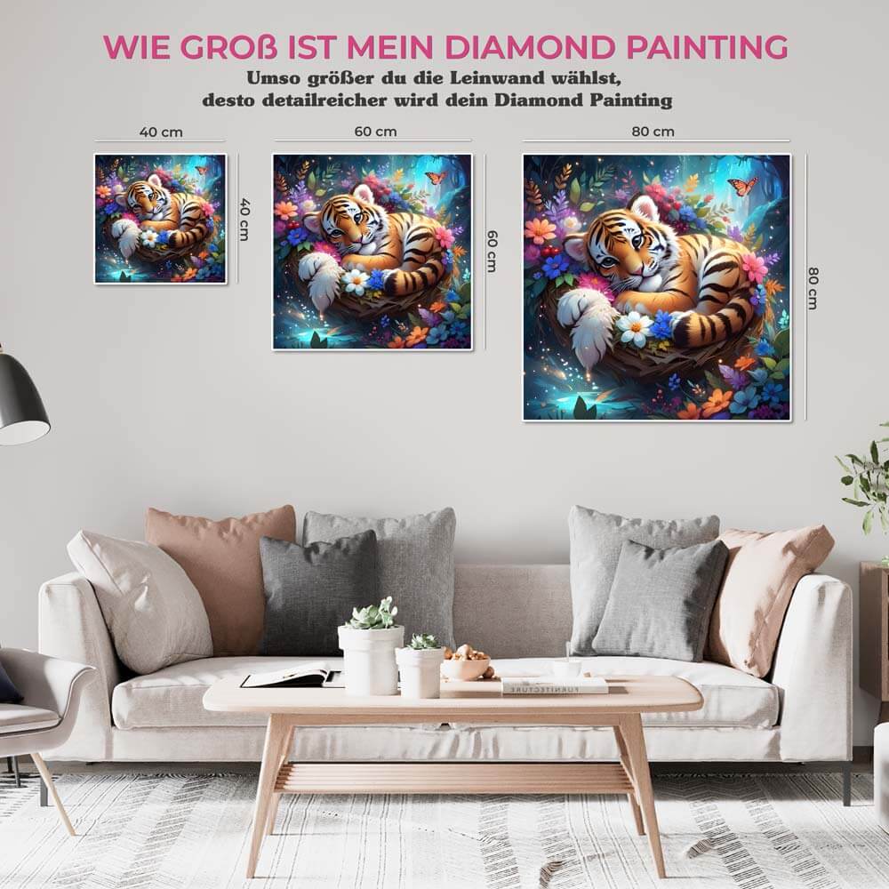 5D Diamond Painting AB Steine Baby Tiger mit 100 Farben, Unique-Diamond