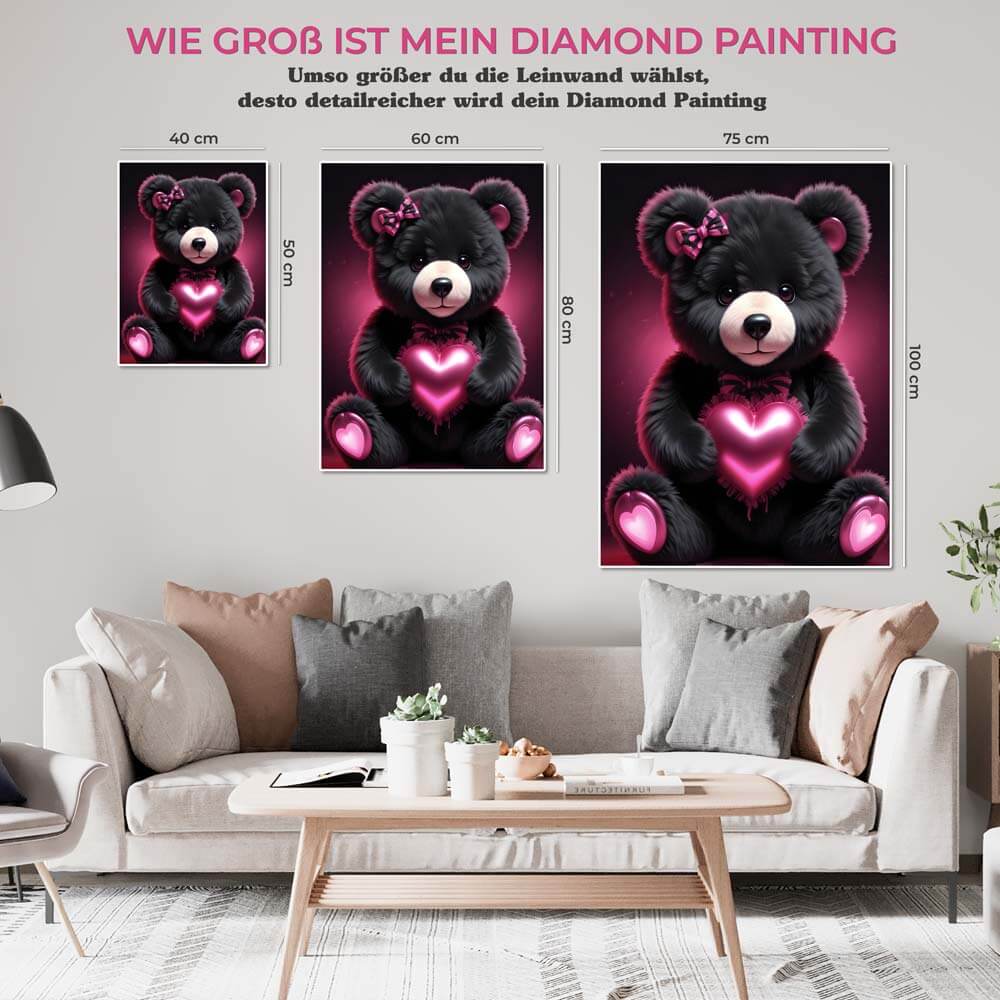 5D Diamond Painting AB Steine Bear With Heart, Unique-Diamond