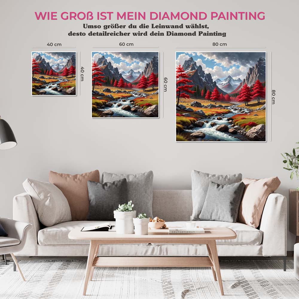 5D Diamond Painting AB Steine Berglandschaft mit 100 Farben, Unique-Diamond