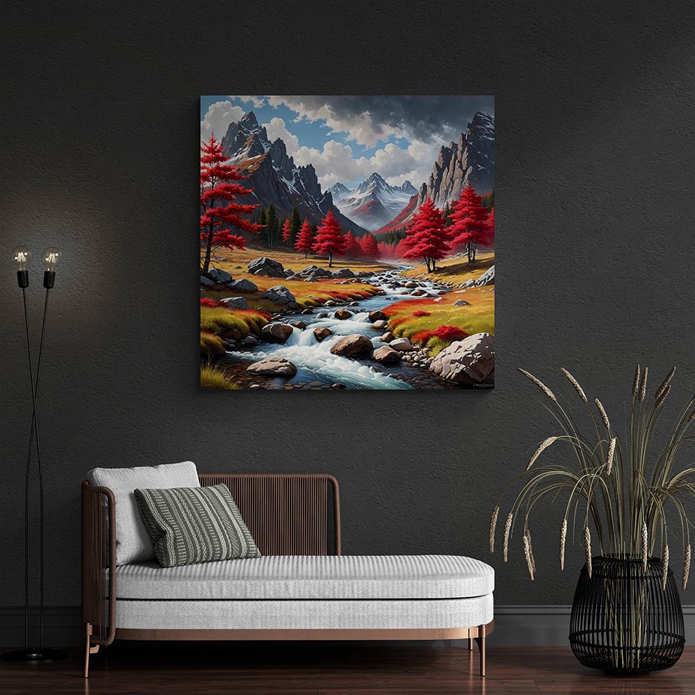 5D Diamond Painting AB Steine Berglandschaft mit 100 Farben, Unique-Diamond