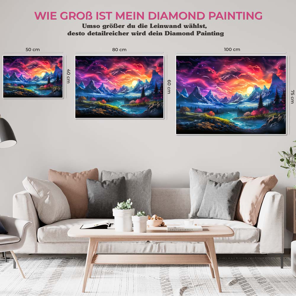 5D Diamond Painting AB Steine Berglandschaft, Unique-Diamond