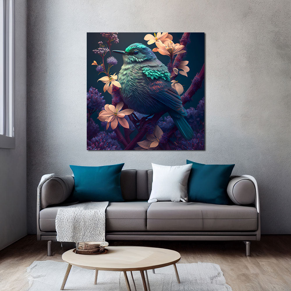 5D Diamond Painting AB Steine Bird With Flowers, Unique-Diamond