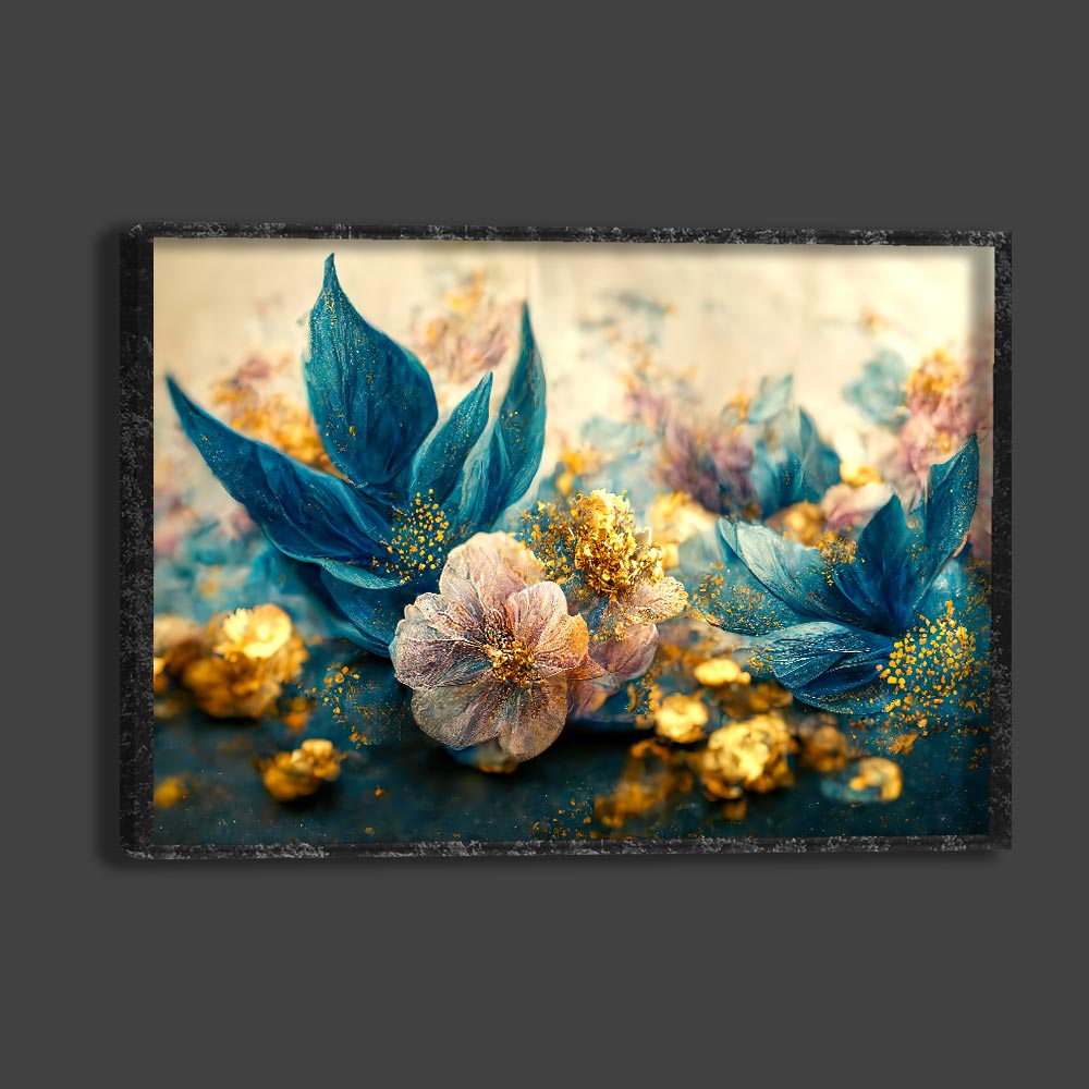 5D Diamond Painting AB Blaue Blumen, Unique-Diamond