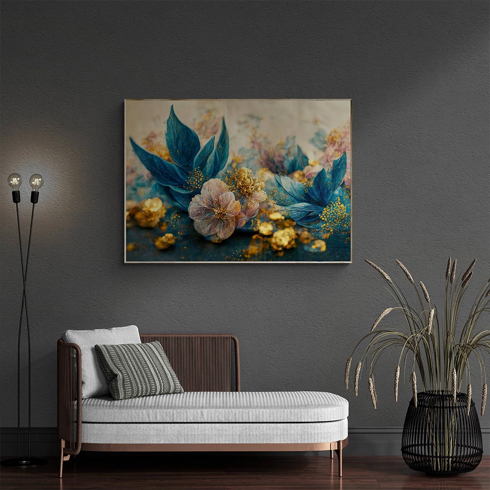 5D Diamond Painting AB Blaue Blumen, Unique-Diamond