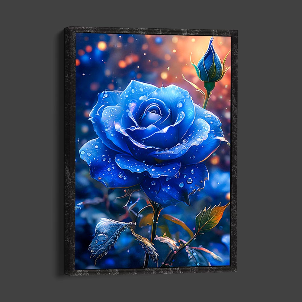 5D Diamond Painting AB Steine Blaue Rose, Unique-Diamond