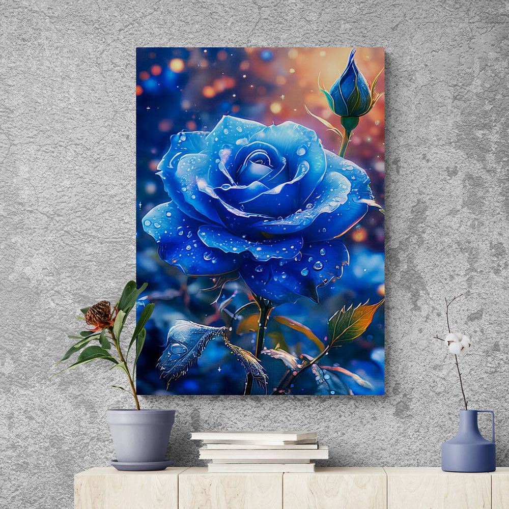 5D Diamond Painting AB Steine Blaue Rose, Unique-Diamond