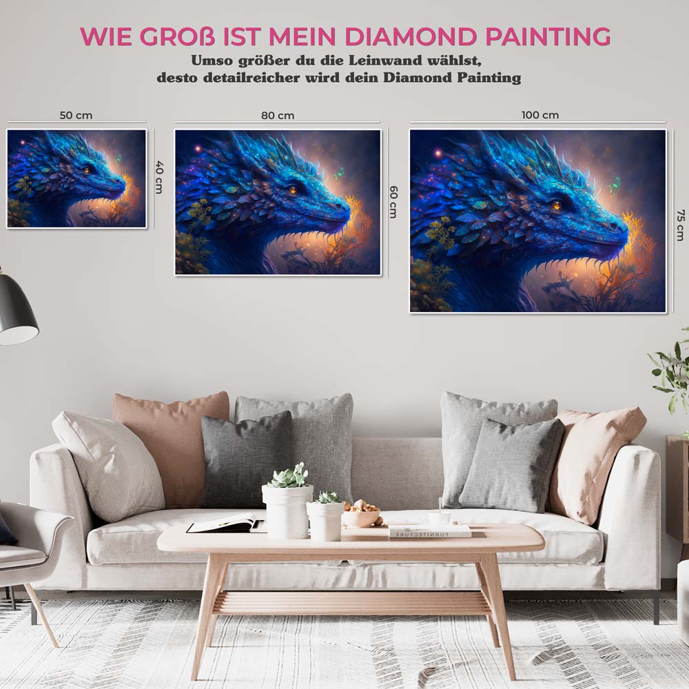 5D Diamond Painting AB Steine Blauer Drache, Unique-Diamond