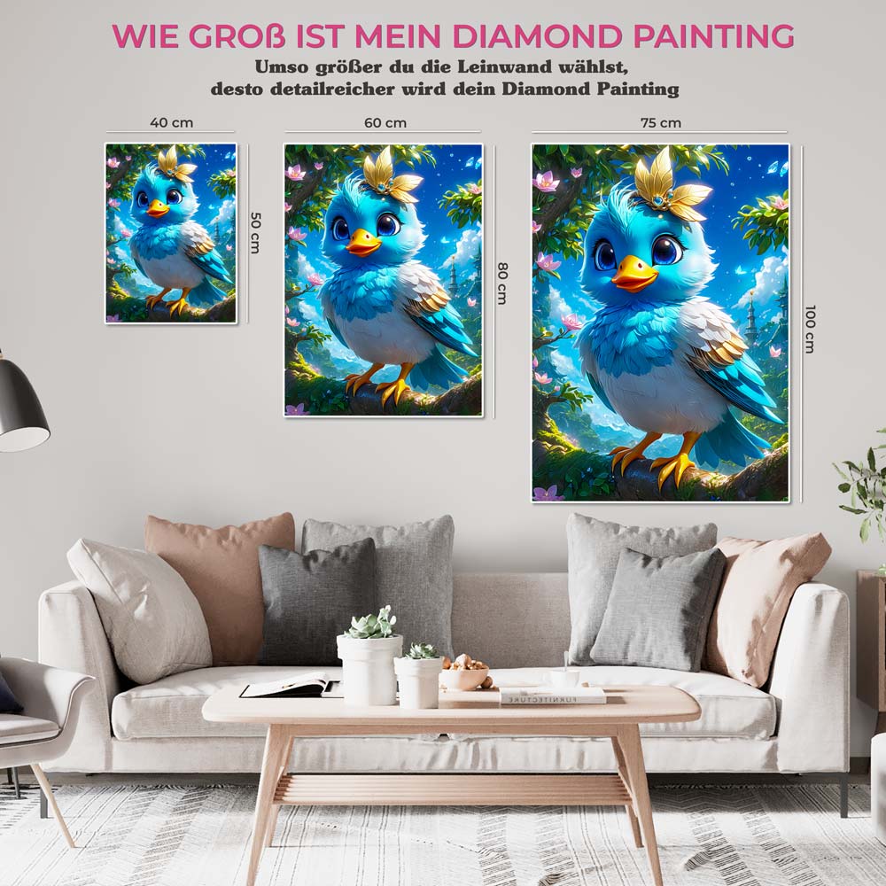 5D Diamond Painting AB Steine Blue Bird, Unique-Diamond
