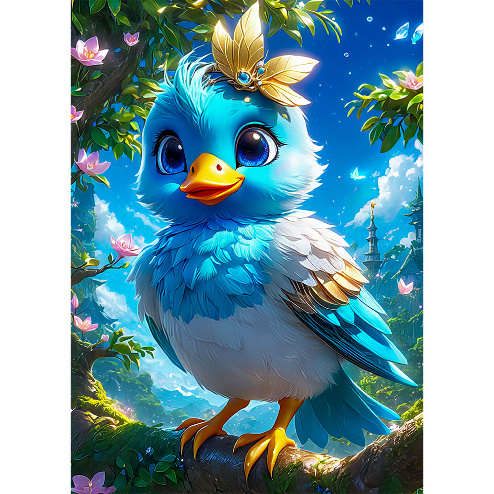 5D Diamond Painting AB Steine Blue Bird, Unique-Diamond